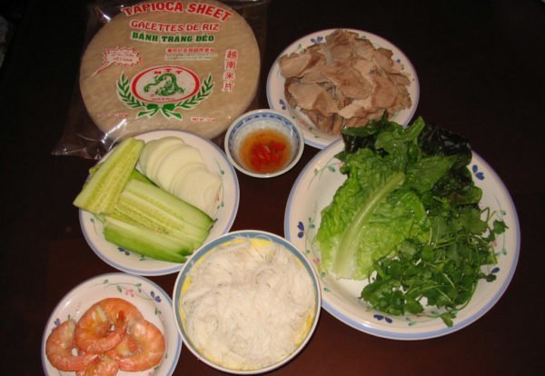 Nguyên liệu nem cuốn tôm thịt