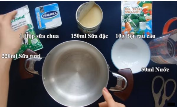 Nguyên liệu cần chuẩn bị làm thạch yaourt