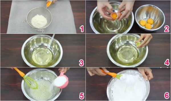 Bước tách trứng và rây bột