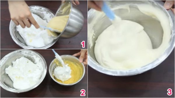 Trộn hai hỗn hợp lòng trứng