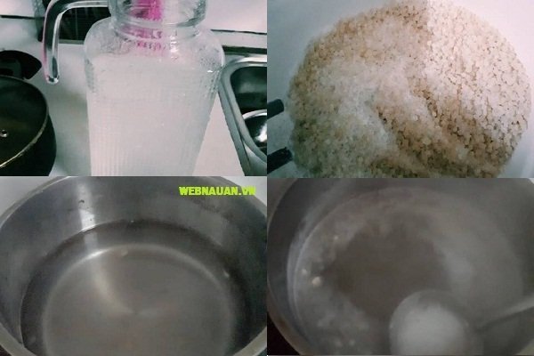 đun sôi hỗn hợp nước dừa pha nước