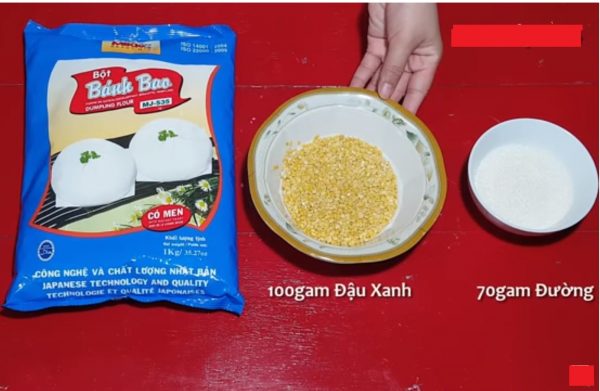 Nguyên liệu làm bánh bao nhân đậu xanh