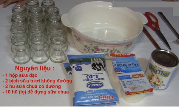 Nguyên liệu cần chuẩn bị làm món yaourt