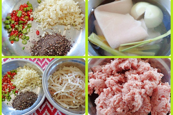 sơ chế các nguyên liệu làm nem chua nướng Thanh Hóa