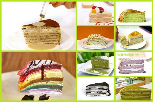 bánh crepe sầu riêng nhiều màu sắc