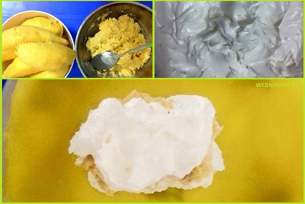 cách cuộn bánh crepe sầu riêng kem tươi
