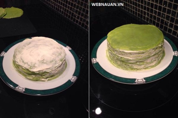 cách làm bánh crepe sầu riêng ngàn lớp vị trà xanh