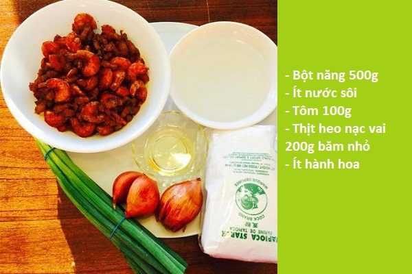 Nguyên liệu làm bánh bột lộc nhân tôm thịt trần