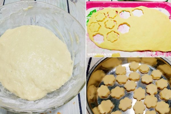 nhào bột, đóng khuôn bánh quy bơ sữa