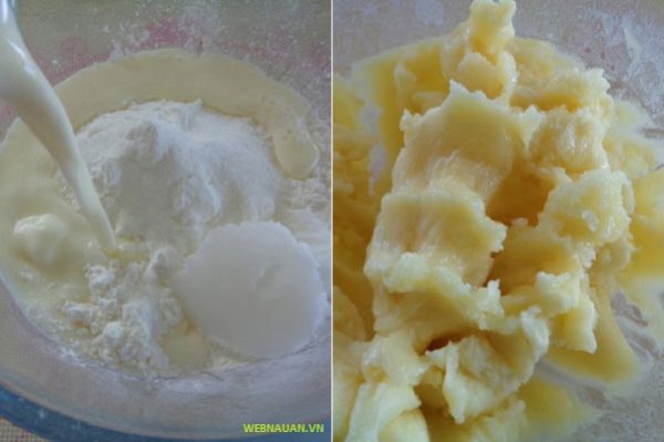 trộn bột làm vỏ bánh kem trung thu oreo