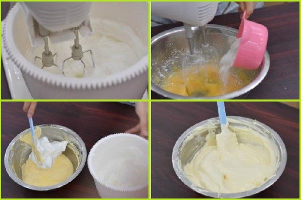 trộn hỗn hợp làm bột bánh bông lan