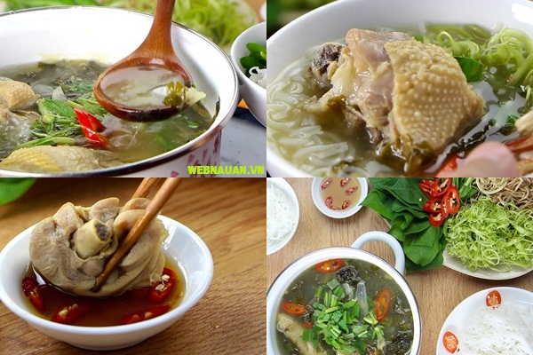 lẩu gà lá giang ăn kèm rau sống chấm nước mắm