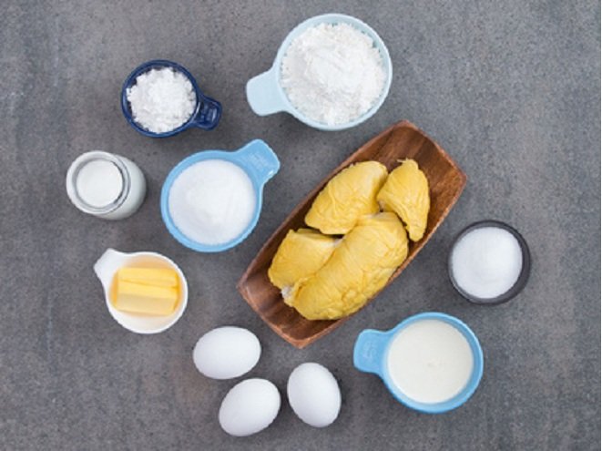 nguyên liệu làm bánh crepe sầu riêng