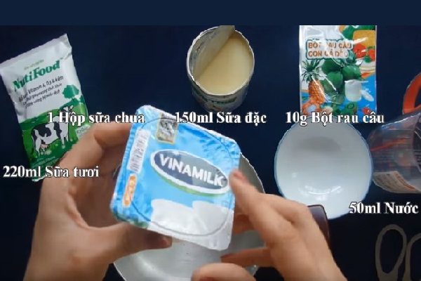 nguyên liệu làm thạch rau câu sữa chua