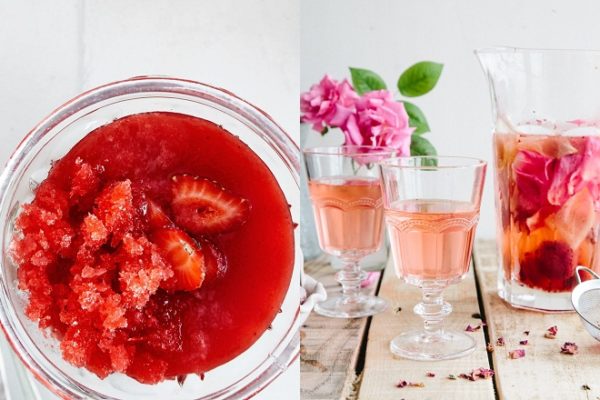 trộn dâu tây với nước hoa hồng
