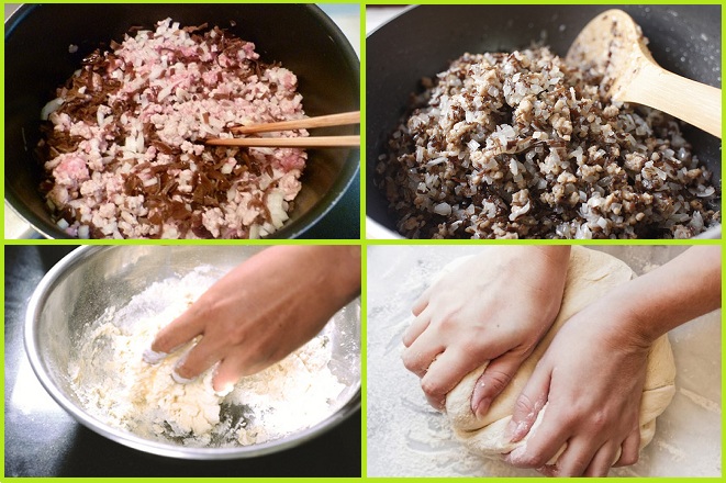 xào nhân và nhào bột