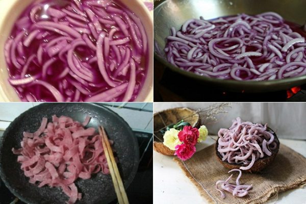 cách làm mứt dừa non lá cẩm màu tím