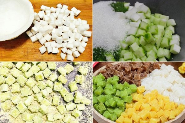 cách làm mứt dừa non viên nhiều màu