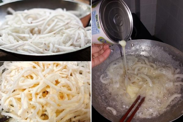 cách làm mứt dừa non với sữa đặc