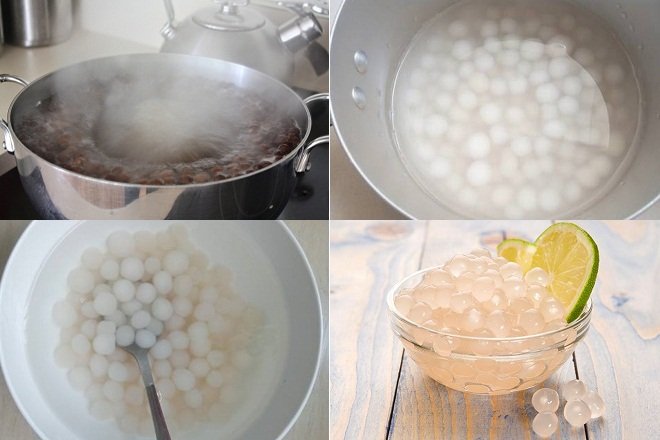 cách làm trân châu trắng bằng bột năng