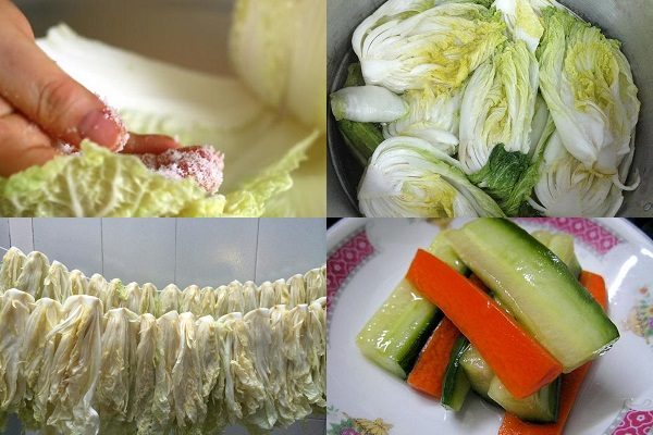 ngâm muối cải thảo và rau củ làm kim chi