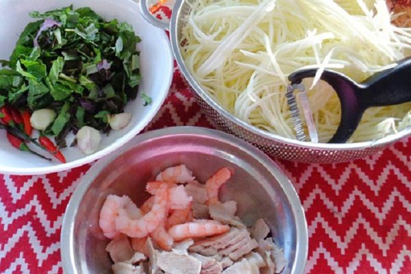 nguyên liệu làm gỏi đu đủ xanh