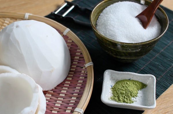nguyên liệu làm mứt dừa non miếng