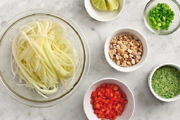 nguyên liệu làm nộm đu đủ xanh