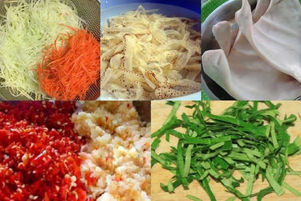 nguyên liệu làm nộm sứa đu đủ tai heo
