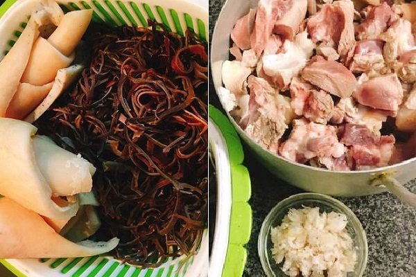 nguyên liệu nấu thịt đông chân giò với mộc nhĩ