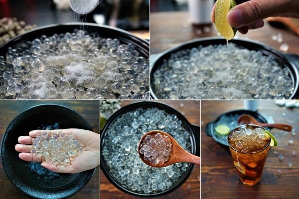 thạch trân châu trắng gongcha từ bột rau câu