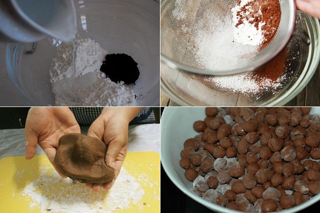 trộn bột nếp làm thạch trân châu