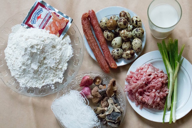 các nguyên liệu để làm bánh bao