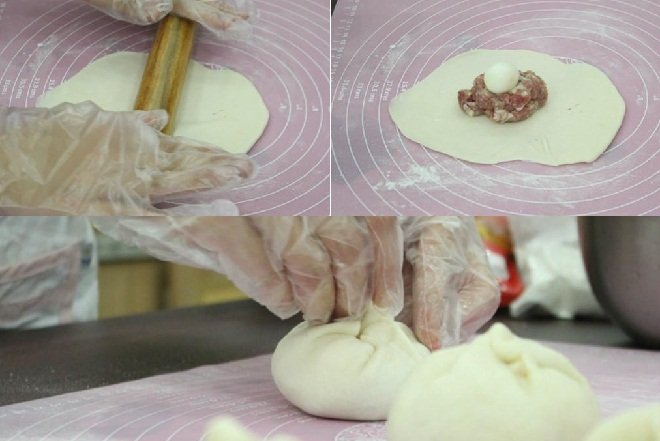 cách bọc nhân thịt vào vỏ bánh bao