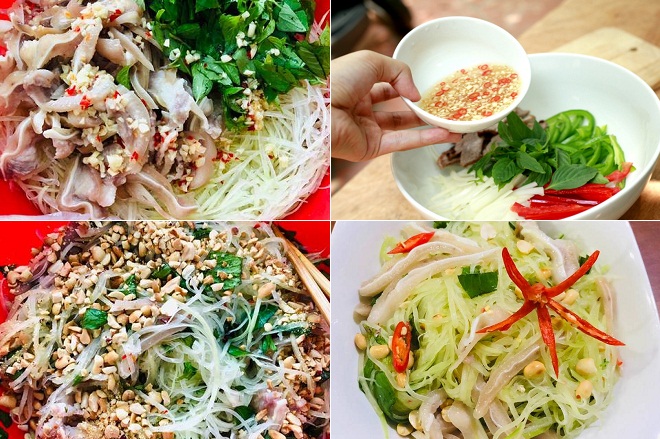 cách làm nộm đu đủ trộn tai heo