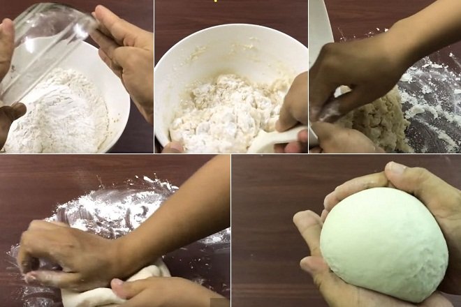 cách trộn bột làm bánh bao sữa tươi chay