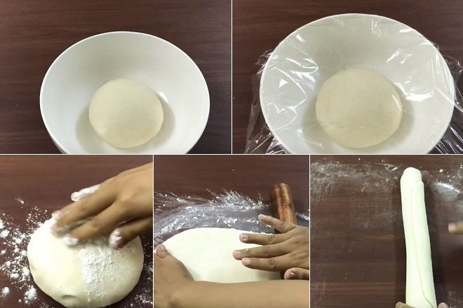 cách ủ bột và lăn bột thành khối dài