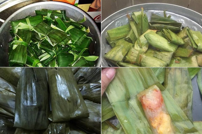 hấp bánh bột lọc lá chuối