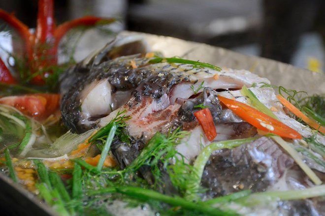 hấp cá với bia và sả