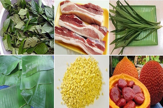 nguyên liệu làm bánh tét ngũ sắc