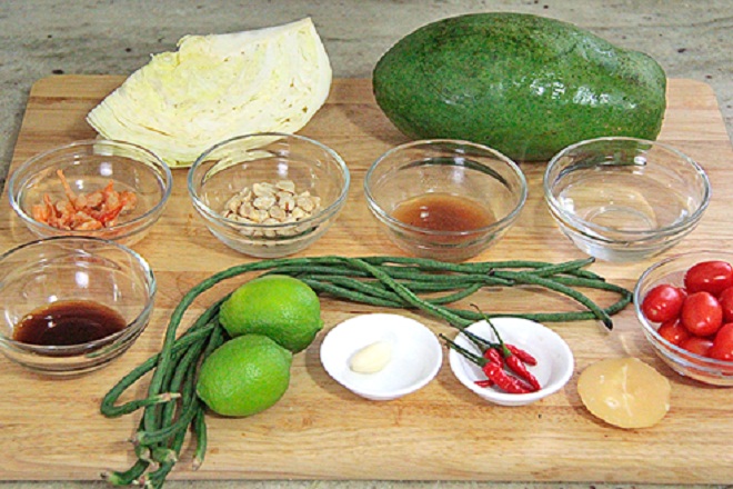 nguyên liệu làm gỏi đu đủ thái lan son tam