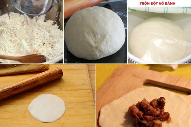 nhào bột làm bánh bao xá xíu và vê tròn