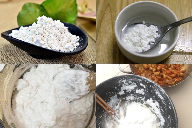 trộn bột làm bánh bột lọc lá chuối