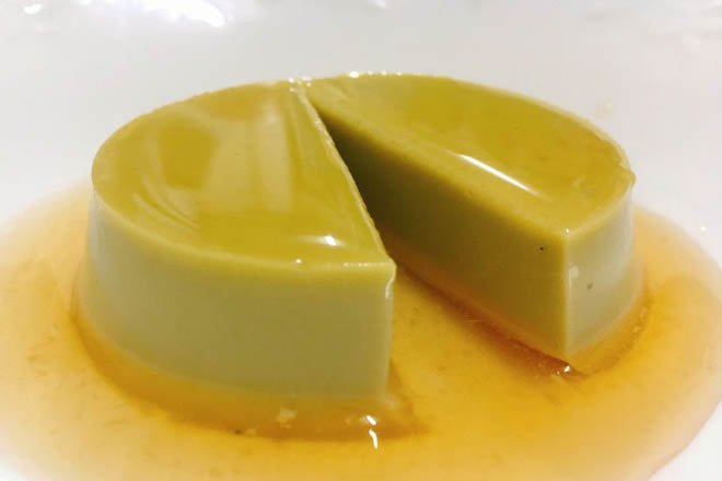 bánh flan trứng vị trà xanh