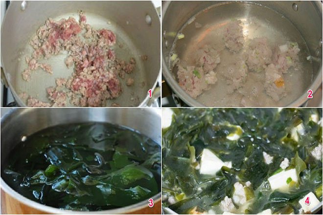 các bước nấu canh rong biển thịt bằm