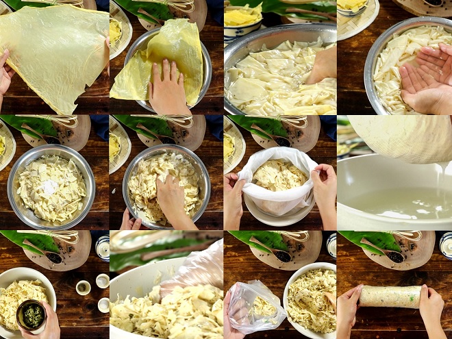 các công đoạn sơ chế chả lụa chay