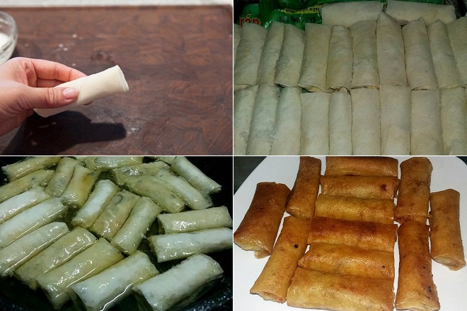 cách làm chả giò khoai lang chiên giòn chay