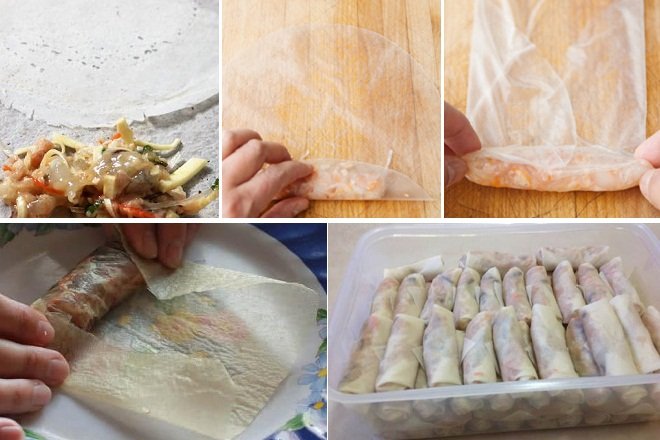cách làm chả giò tôm thịt khoai môn cuốn chiên giòn