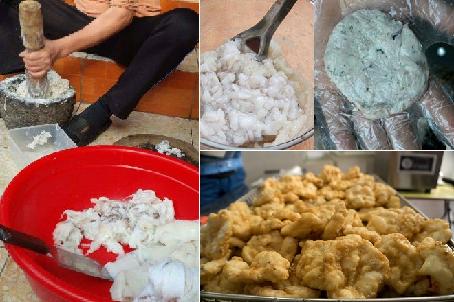 cách làm chả mực hạ long giã tay hấp chín