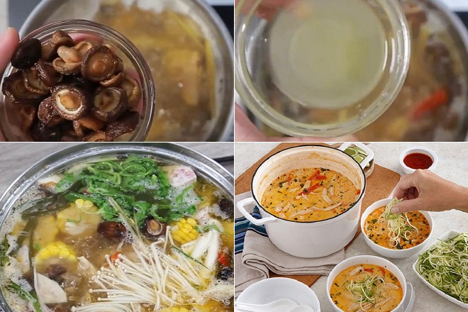 cách làm nước dùng lẩu gà kiểu Thái